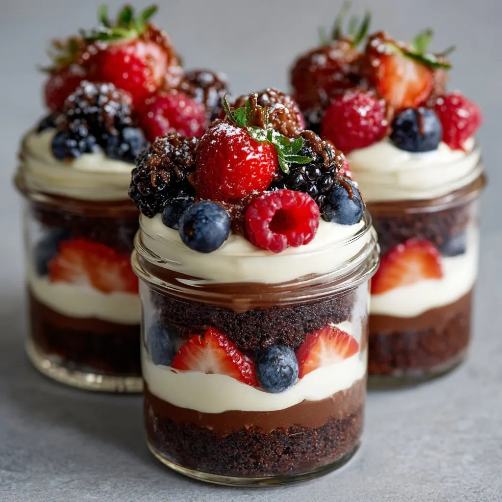Mini Brownie Trifles with Berries