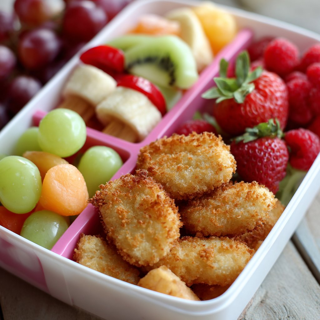 DIY Bento Box: Chicken Nuggets & Fruit Kabobs for School Lunches DIY Bento Box: Chicken Nuggets & Fruit Kabobs for School Lunches