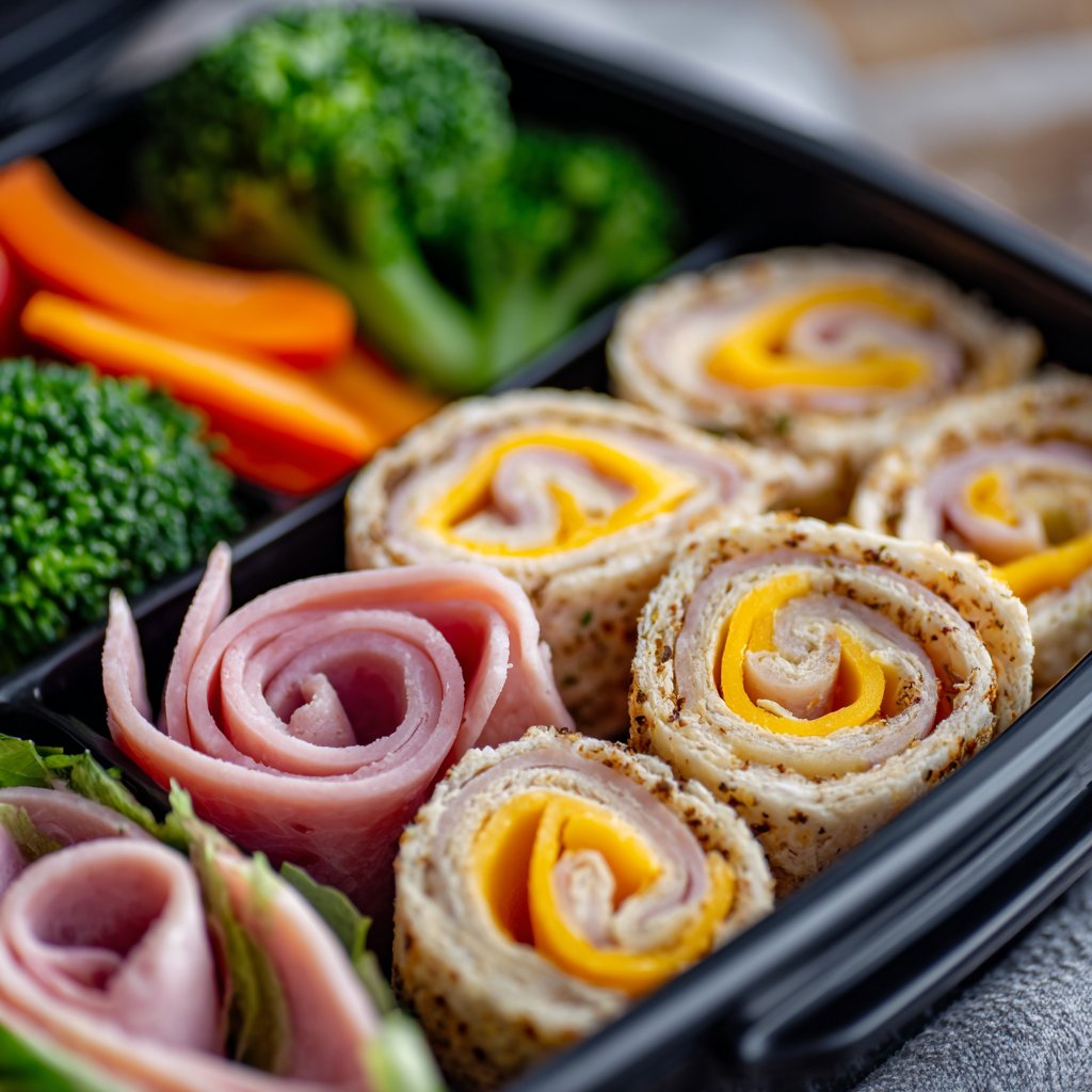 No-Sandwich Bento Box with Ham & Cheese Rollups – Picky Eater Lunch Win No-Sandwich Bento Box with Ham & Cheese Rollups – Picky Eater-Approved