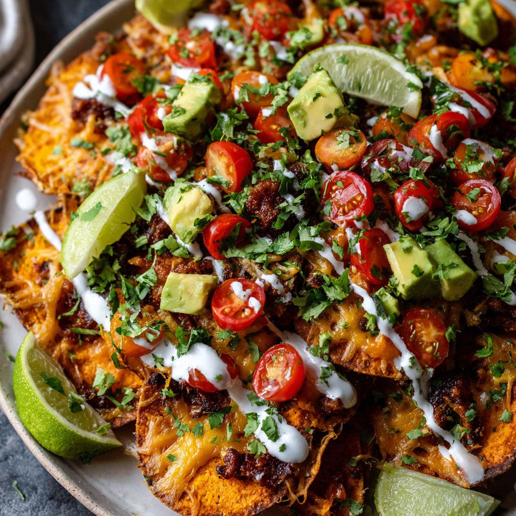 Baked Sweet Potato Nachos for Family Movie Night: Snack Bliss Awaits Baked Sweet Potato Nachos for Family Movie Night