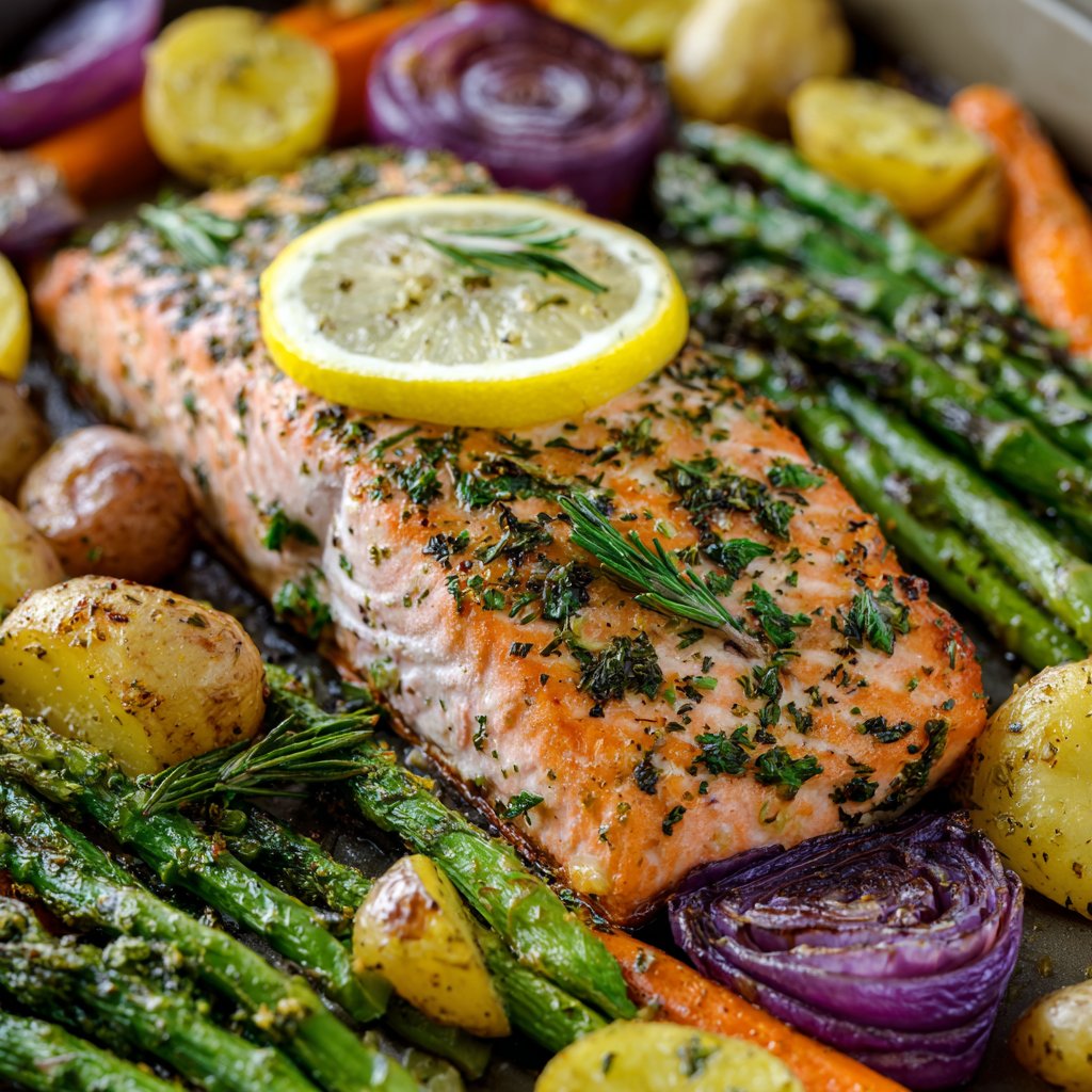 One-Pan Lemon Herb Salmon with Roasted Veggies for Busy Moms One-Pan Lemon Herb Salmon with Roasted Veggies for Busy Moms