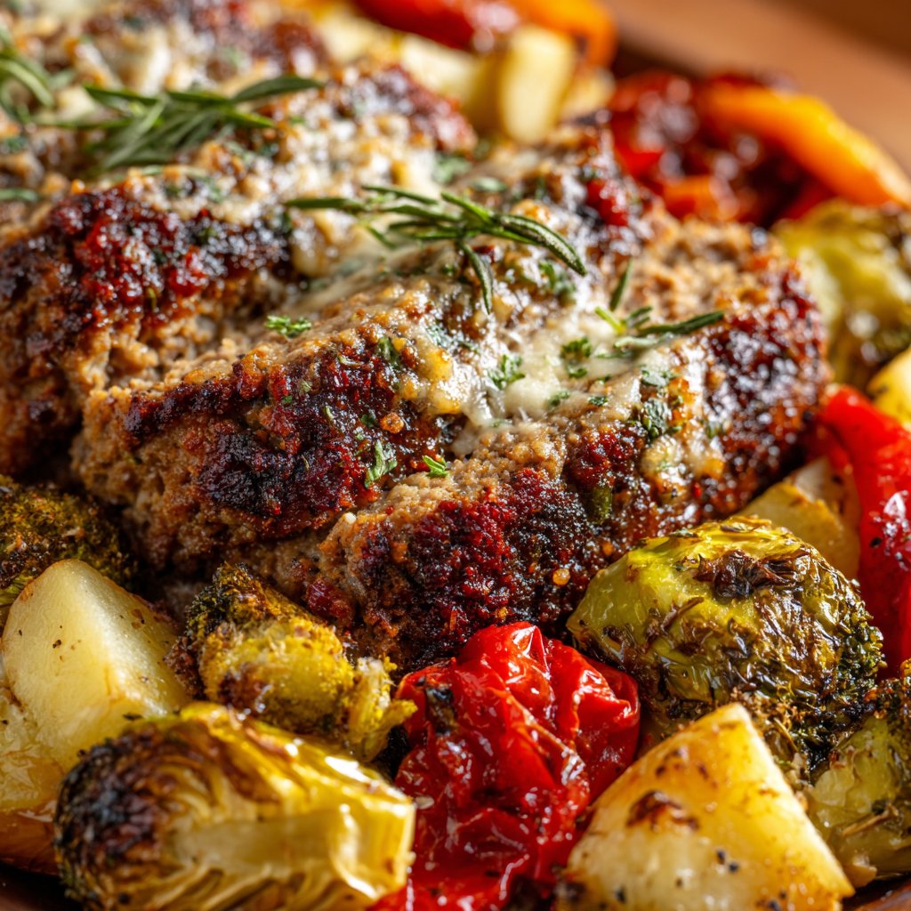 Garlic Parmesan Meatloaf with Roasted Veggies: My Cozy Go-To Dinner Garlic Parmesan Meatloaf with Roasted Veggies