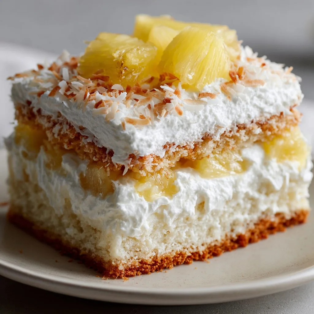 No-Bake Coconut Cloud Cake with Pineapple