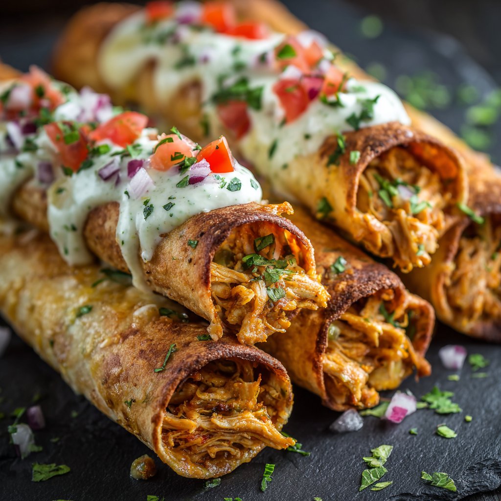 Crispy Baked Taquitos with Shredded Chicken Crispy Baked Taquitos with Shredded Chicken