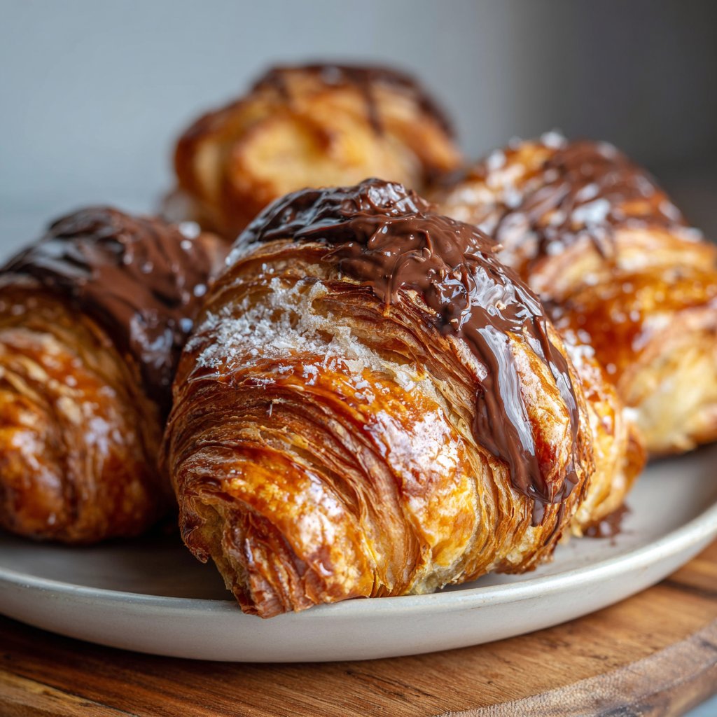 Flaky Chocolate Croissants with Melted Centers Flaky Chocolate Croissants with Melted Centers