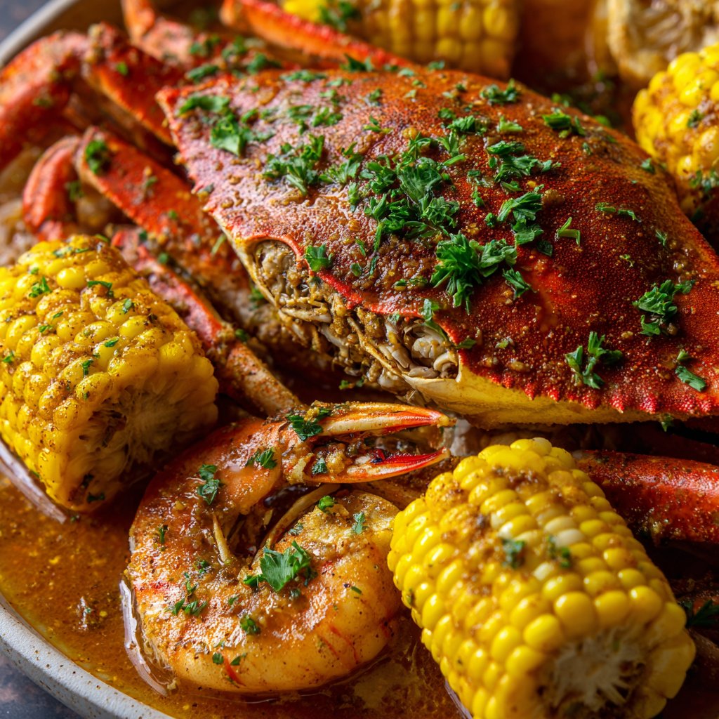 Seafood Boil with Crab, Corn and Cajun Butter Seafood Boil with Crab, Corn and Cajun Butter