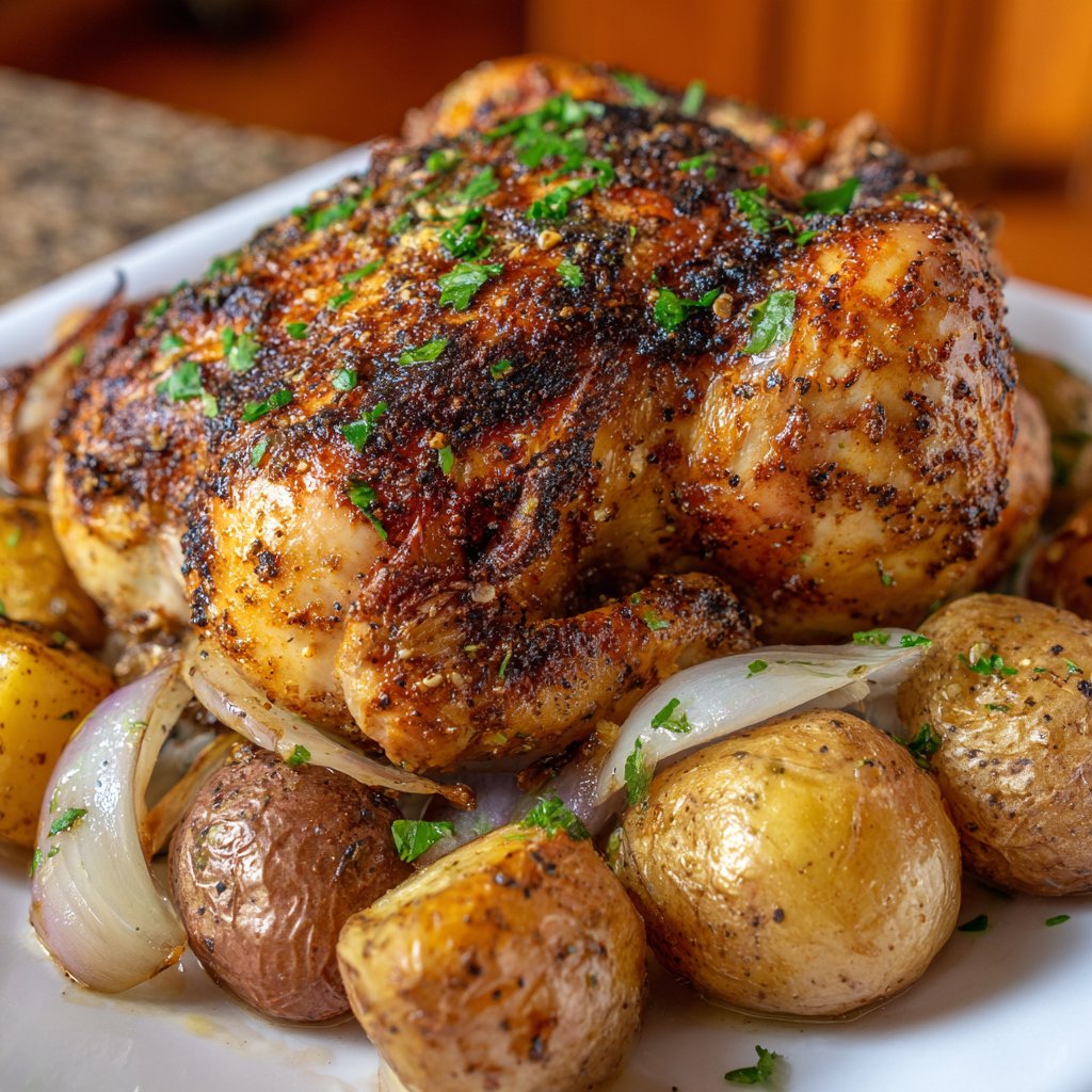 Cajun Roasted Chicken with Potatoes and Onions Cajun Roasted Chicken with Potatoes and Onions