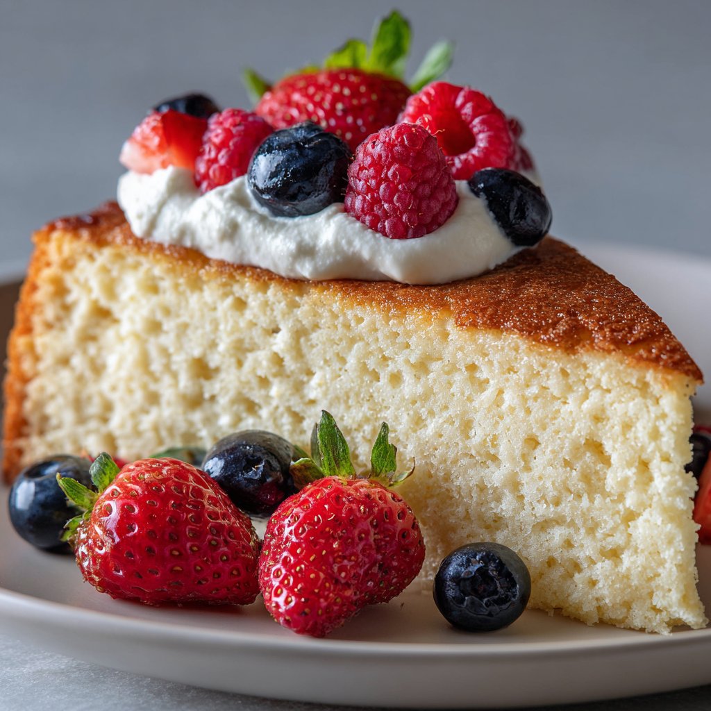 3-Ingredient Creamy Yogurt Cake with Berries