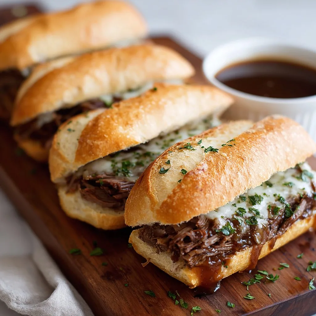 Slow Cooker French Dip Sandwiches with Au Jus Sauce Slow Cooker French Dip Sandwiches with Au Jus Sauce