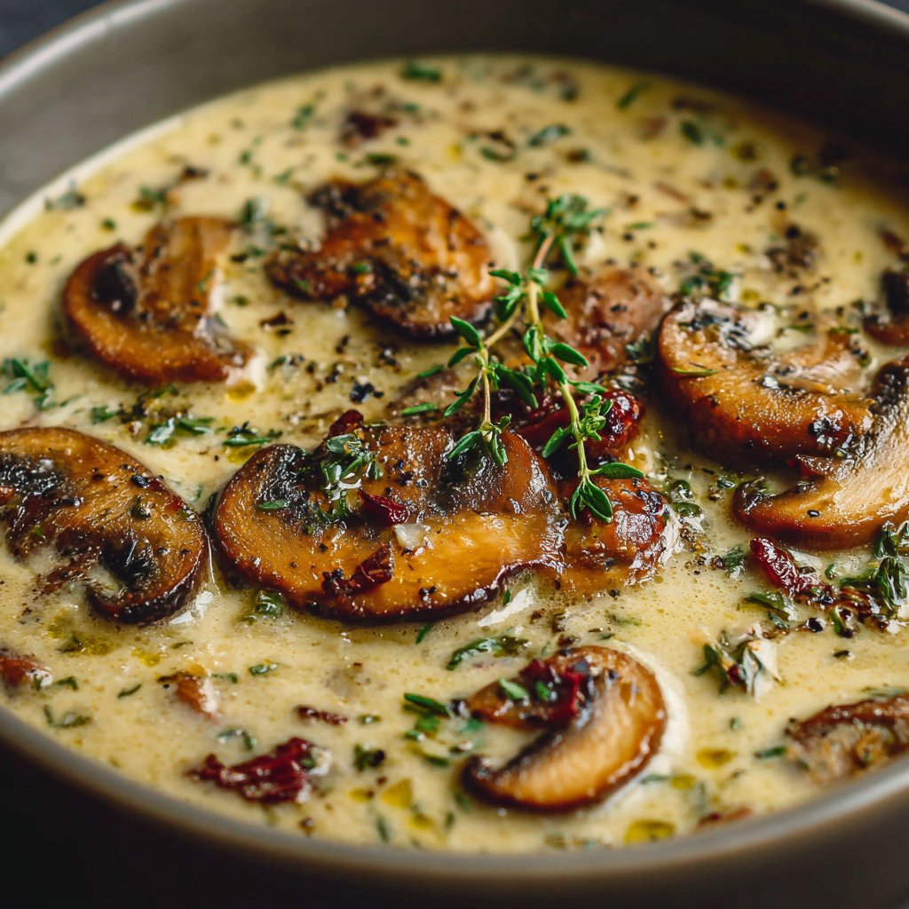 Creamy Mushroom Soup with Garlic and Thyme Creamy Mushroom Soup with Garlic and Thyme