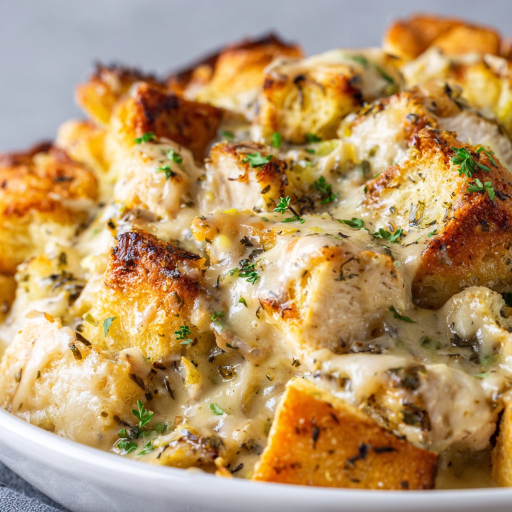 Chicken and Stuffing Casserole with Creamy Sauce Chicken and Stuffing Casserole with Creamy Sauce