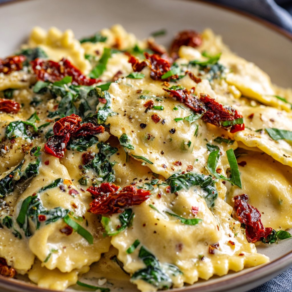 Creamy Tuscan Ravioli with Sun-Dried Tomatoes Creamy Tuscan Ravioli with Sun-Dried Tomatoes