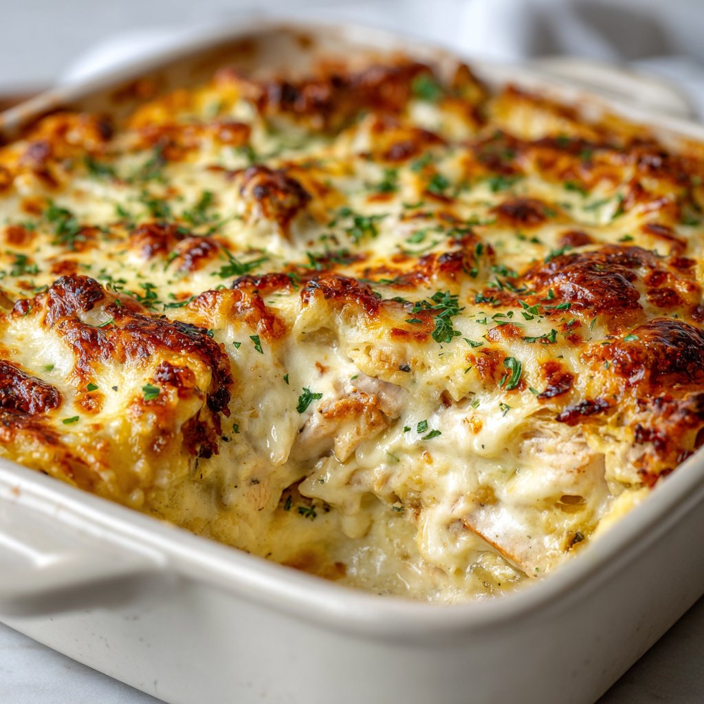 Creamy Chicken Casserole with Cheese Top