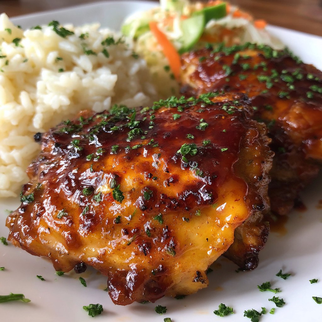 Sweet and Spicy Peach BBQ Chicken Thighs Sweet and Spicy Peach BBQ Chicken Thighs