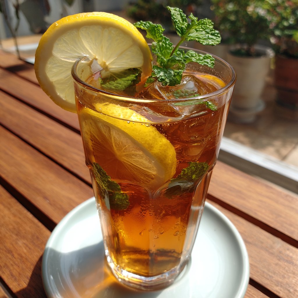 Fresh Brewed Iced Tea with Lemon and Mint Fresh Brewed Iced Tea with Lemon and Mint