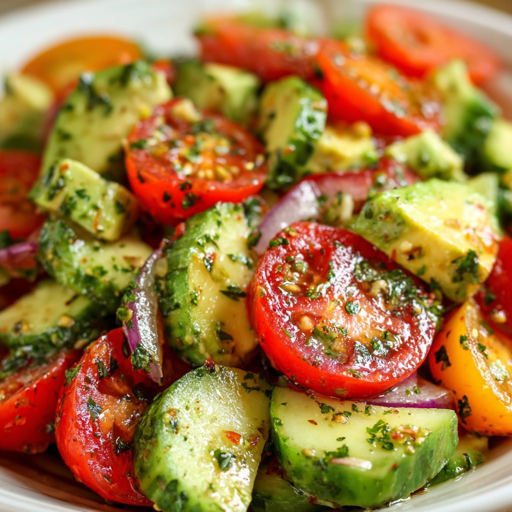 Cucumber Tomato Avocado Salad (No Lettuce)