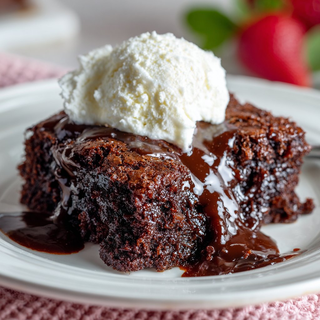 Chocolate Dump Cake with Gooey Center