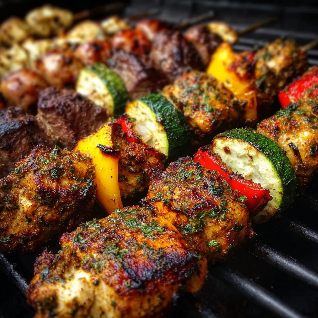 Kabobs on the Grill – Chicken, Veggie & Beef