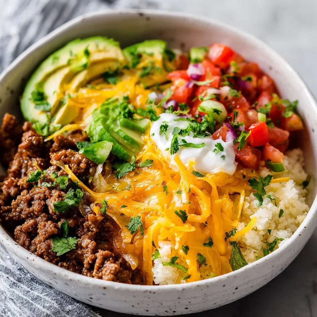 Low Carb Taco Bowls with Cauliflower Rice Low Carb Taco Bowls with Cauliflower Rice