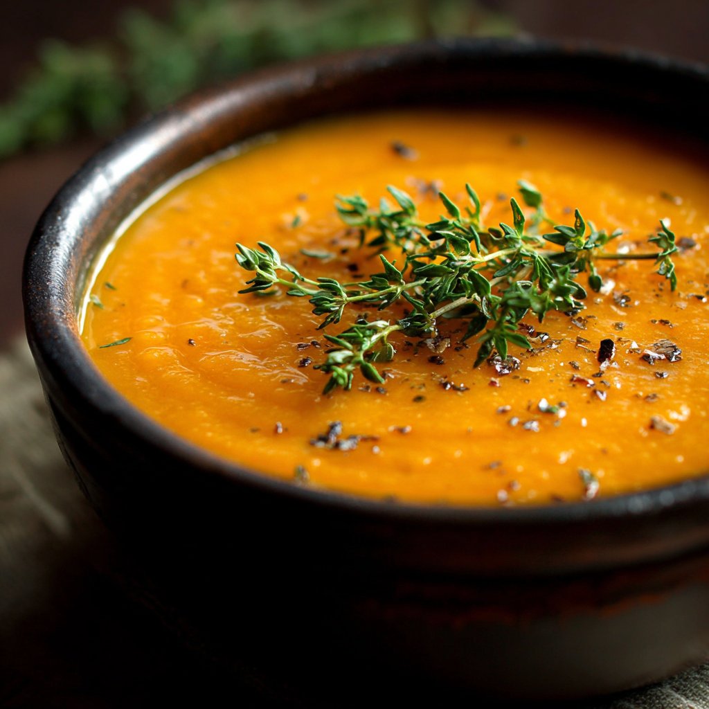 Roasted Apple Carrot Soup with Thyme