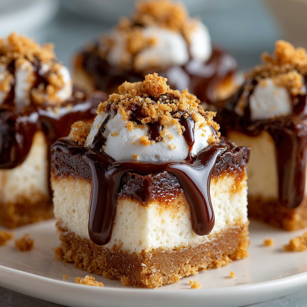 S'mores Cheesecake Bites with Graham Crust S'mores Cheesecake Bites with Graham Crust