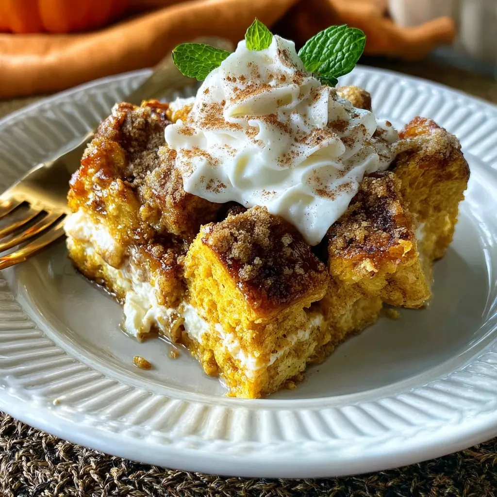Pumpkin French Toast Bake with Cream Cheese