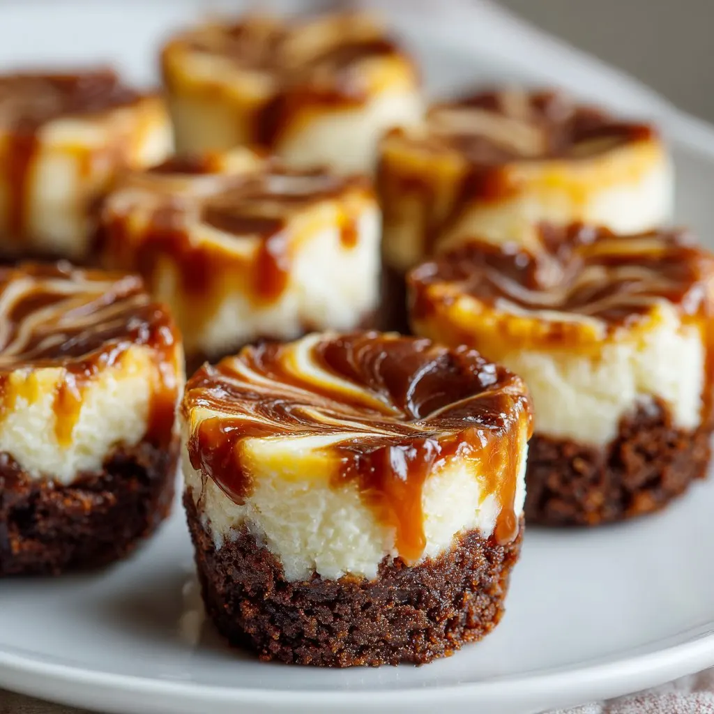 Caramel Swirl Cheesecake Brownie Bites Caramel Swirl Cheesecake Brownie Bites