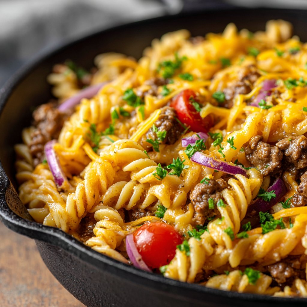 Easy Cheeseburger Pasta Skillet Dinner
