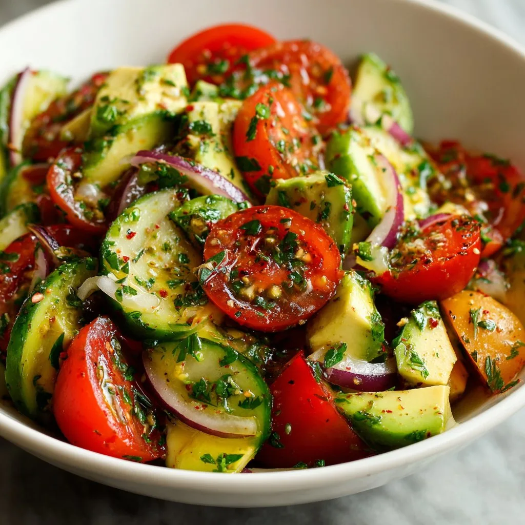Zesty Tomato Cucumber Avocado Salad