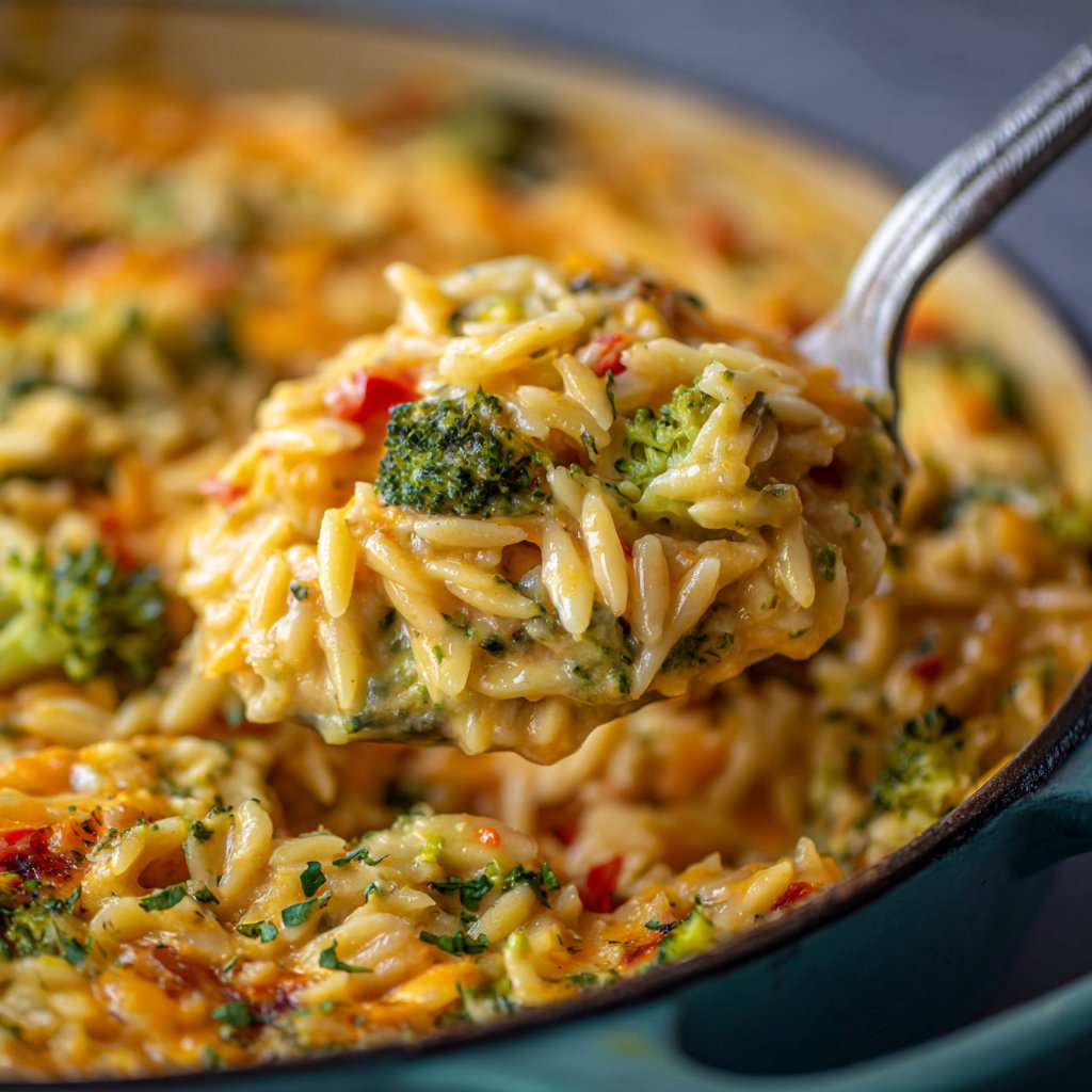 One Pot Broccoli Cheddar Orzo Bake One Pot Broccoli Cheddar Orzo Bake