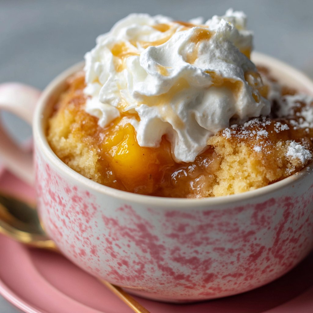 Peach Cobbler Mug Cake (Microwave Friendly)