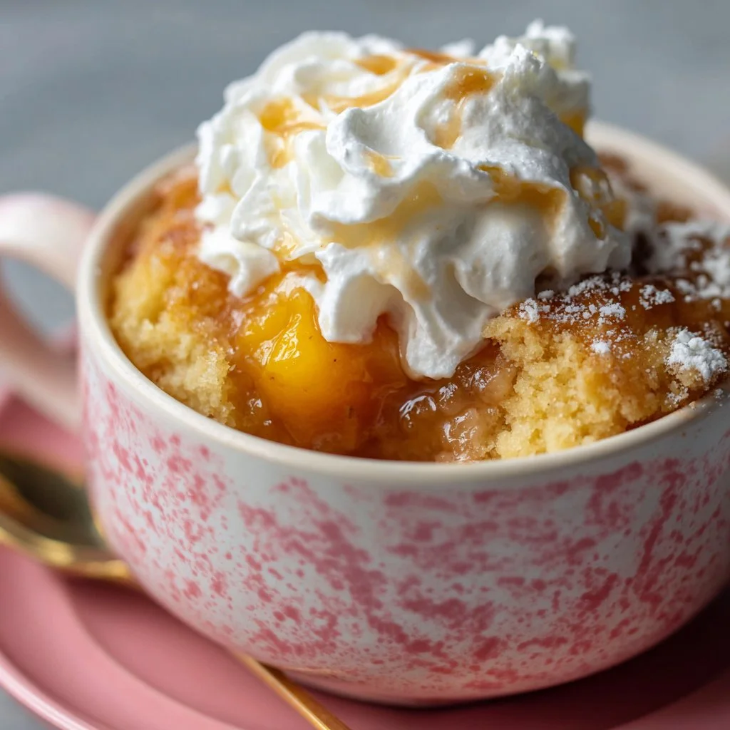 Peach Cobbler Mug Cake (Microwave Friendly)