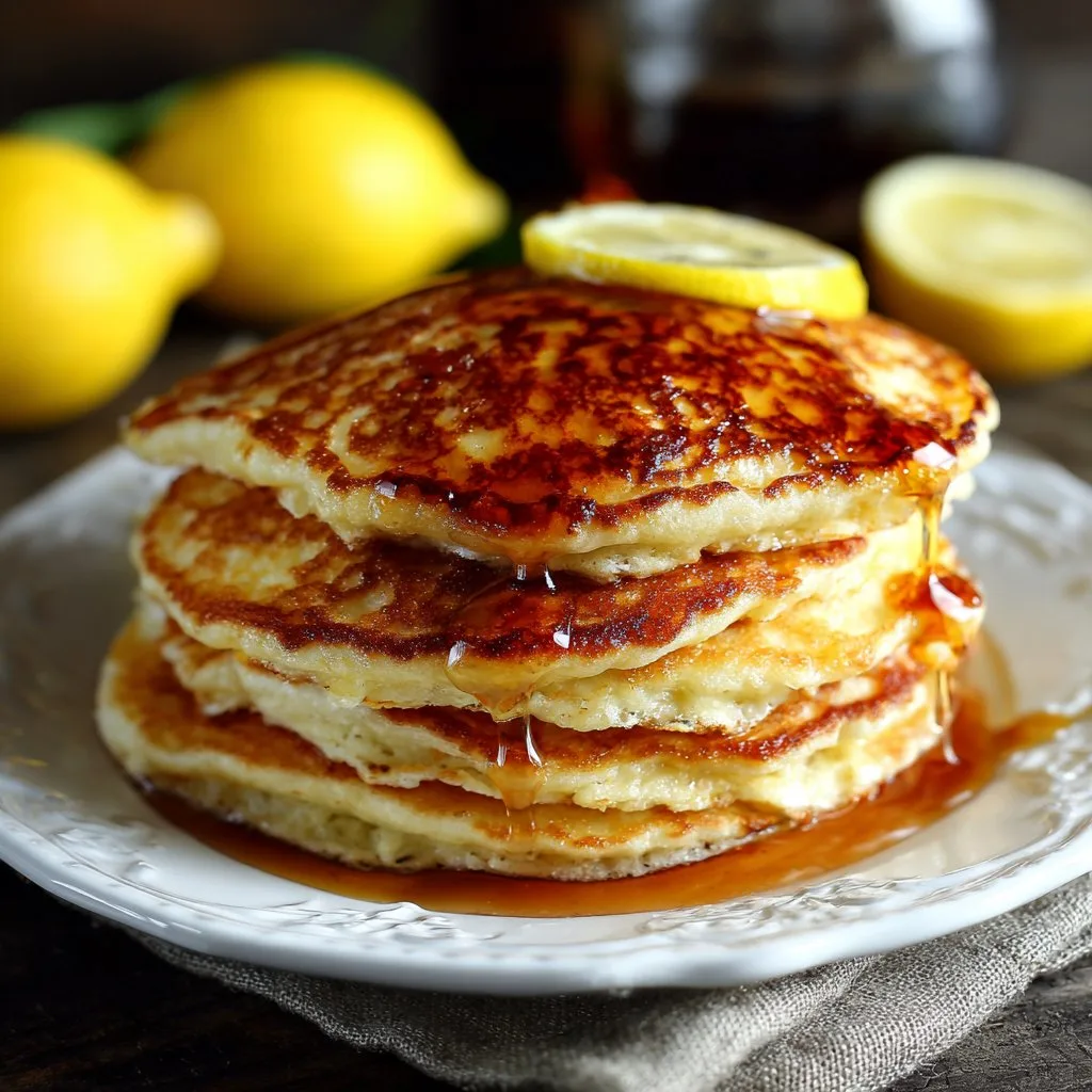 Lemon Ricotta Pancakes with Syrup