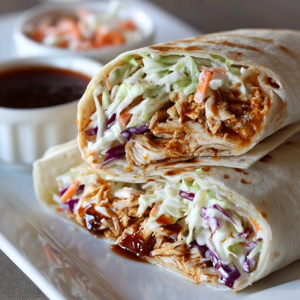 BBQ Chicken Coleslaw Wraps (Easy!)