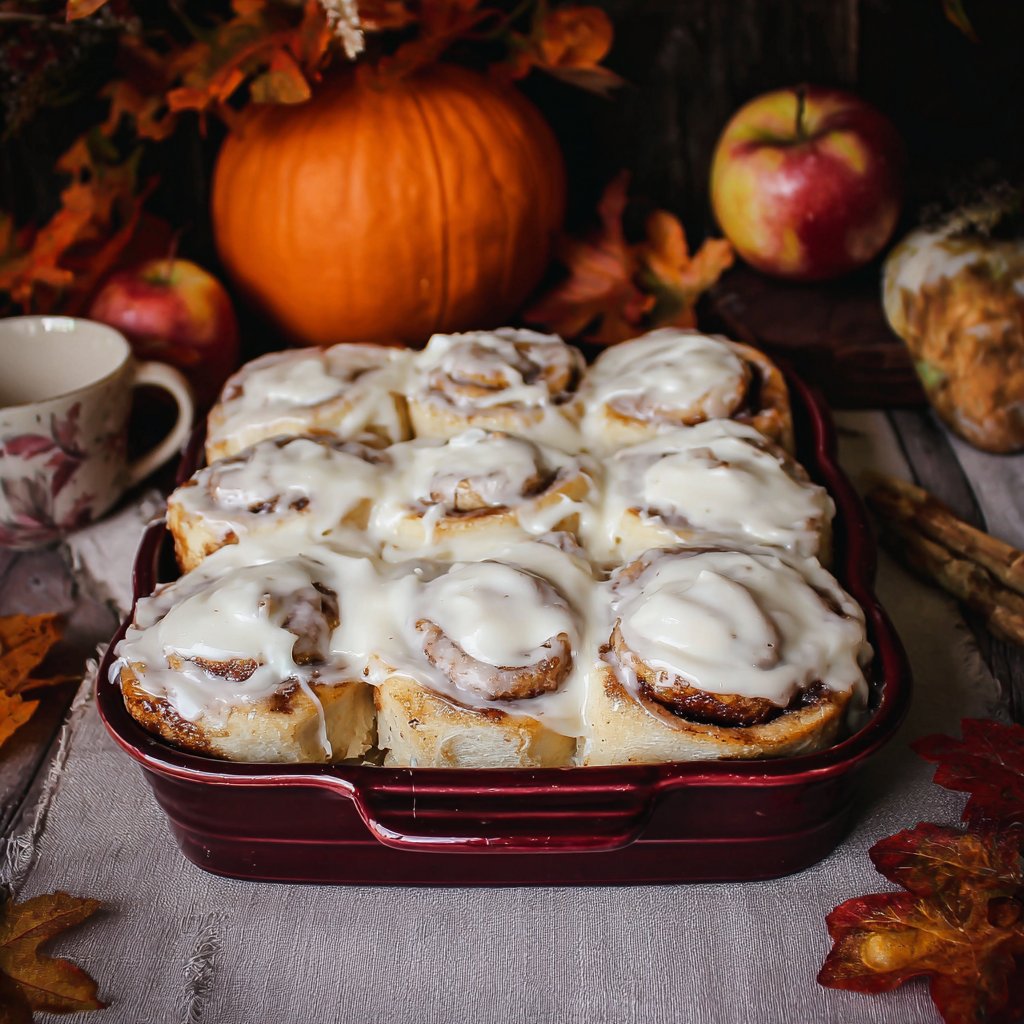 Apple Cider Fall Cinnamon Rolls with Browned Butter Icing