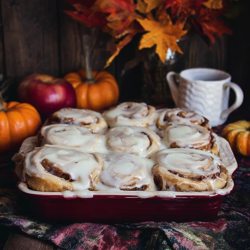 Apple Cider Fall Cinnamon Rolls with Browned Butter Icing Apple Cider Fall Cinnamon Rolls with Browned Butter Icing