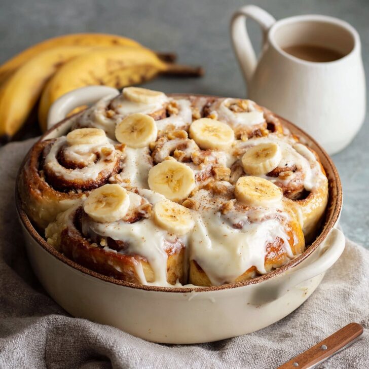 Banana Bread Cinnamon Rolls with Cream Cheese Frosting