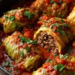 cabbage rolls with ground beef filling