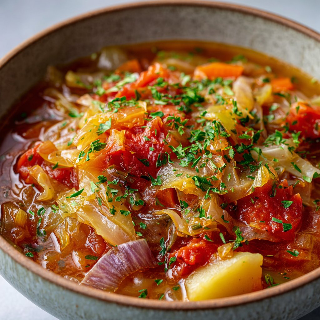 Cabbage Soup with Tomatoes and Potatoes