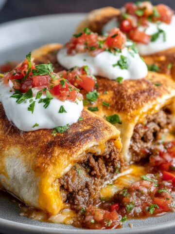 Cheesy Beef Chimichangas with Salsa