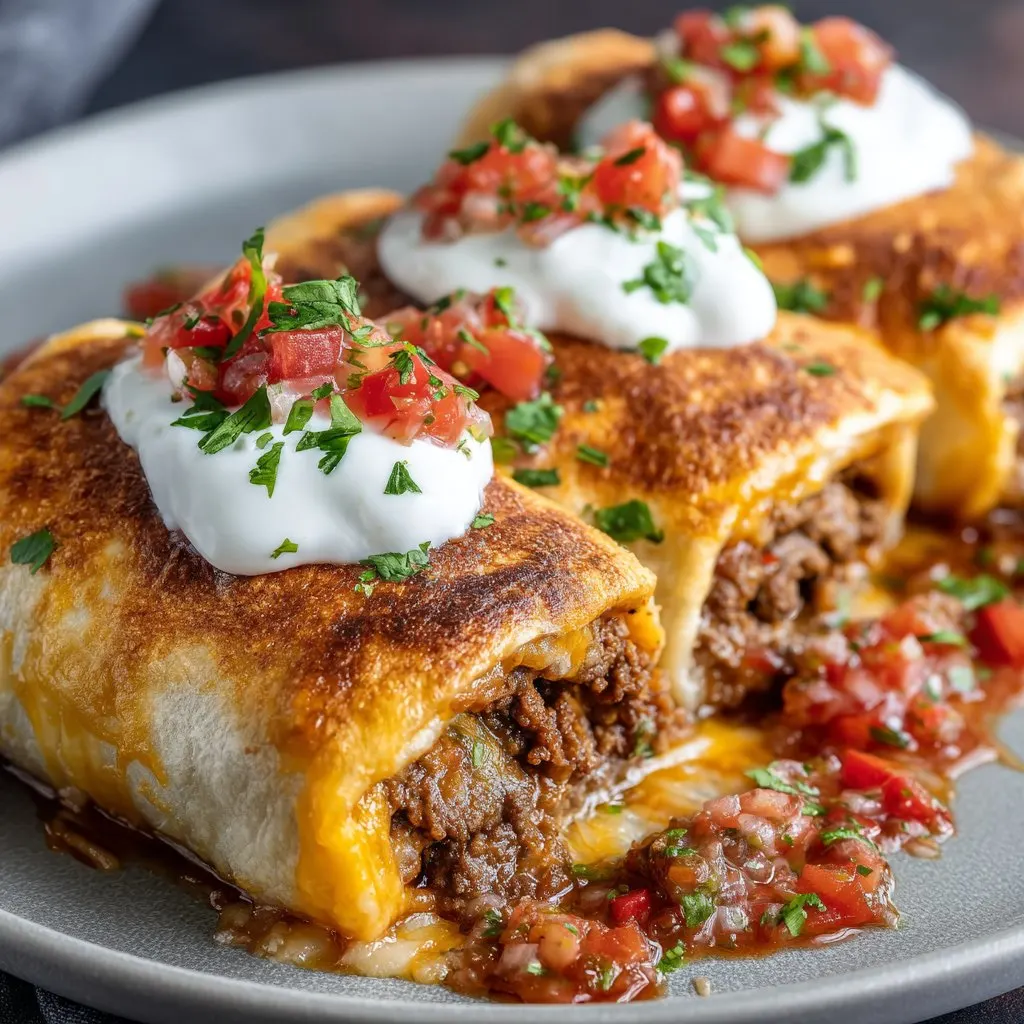 Cheesy Beef Chimichangas with Salsa