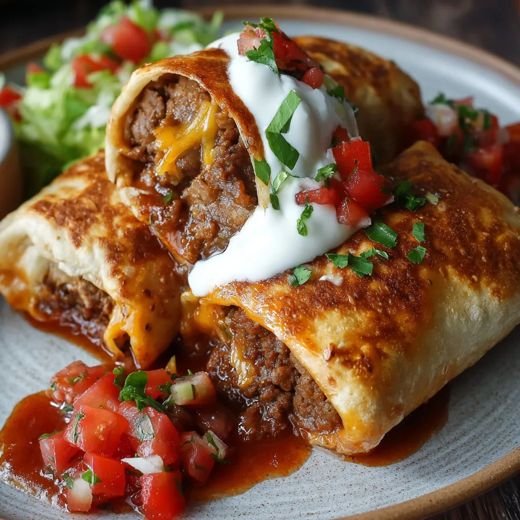 Cheesy Beef Chimichangas with Salsa Cheesy Beef Chimichangas with Salsa