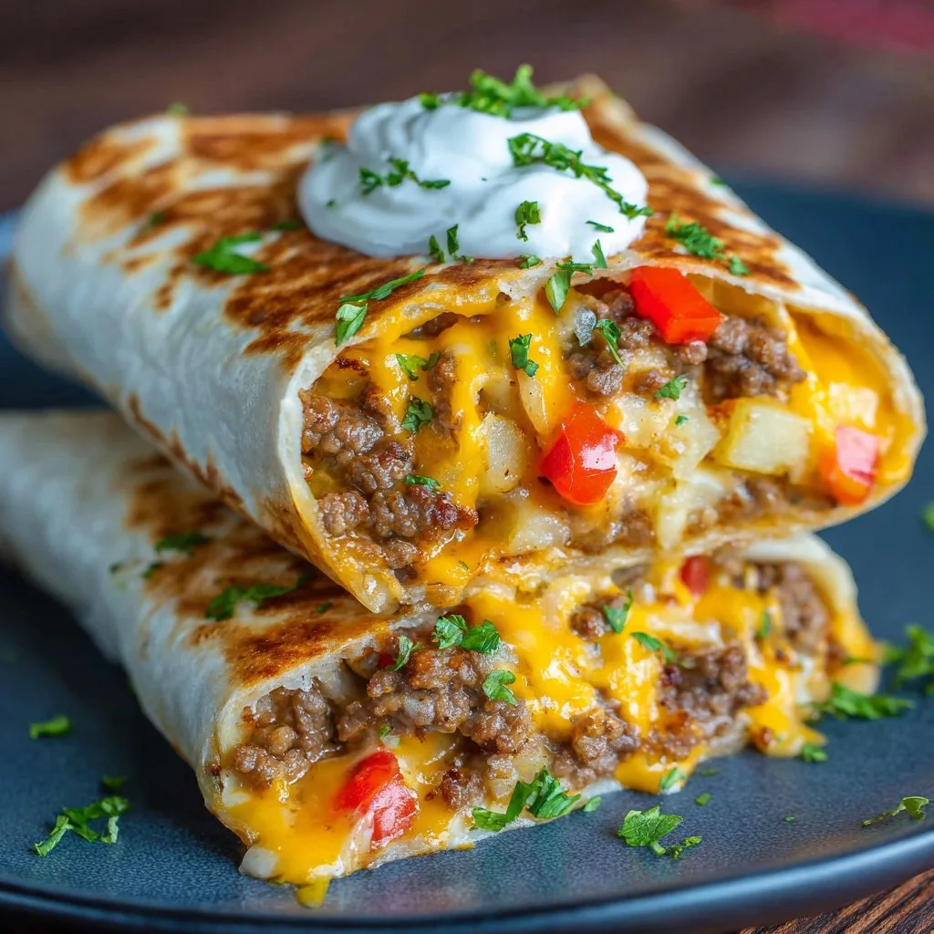 Cheesy Beef Potato Burritos Recipe