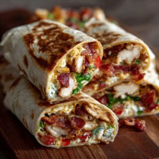 cheesy garlic chicken wraps with bacon