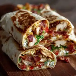 cheesy garlic chicken wraps with bacon