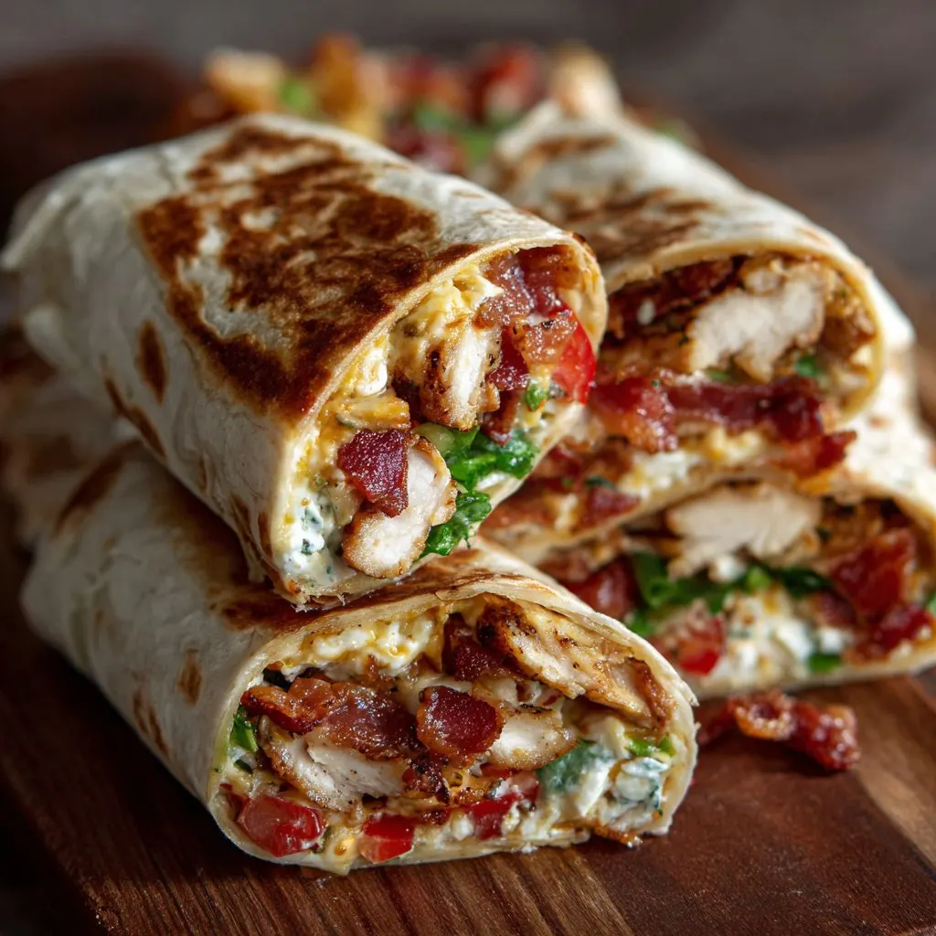 Cheesy Garlic Chicken Wraps with Bacon