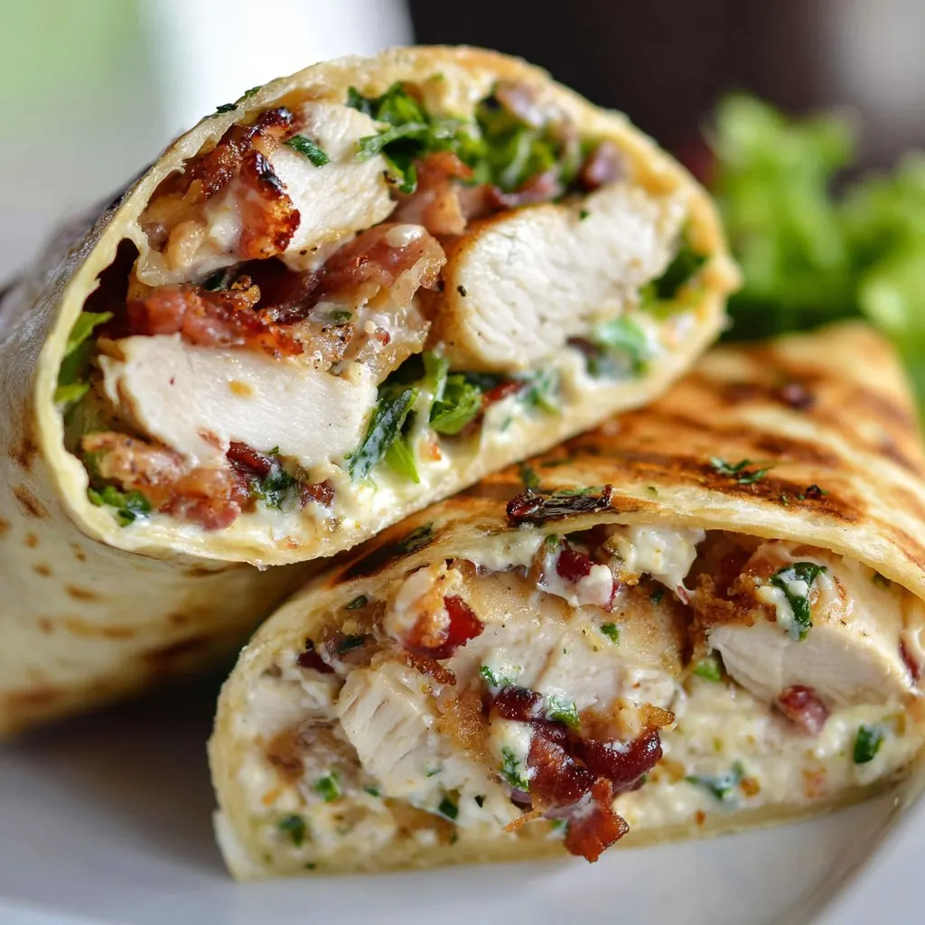 Cheesy Garlic Chicken Wraps with Bacon
