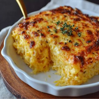 cheesy spaghetti squash au gratin low carb dinner idea
