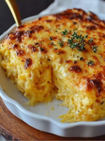 Cheesy Spaghetti Squash Au Gratin - Low Carb Dinner Idea