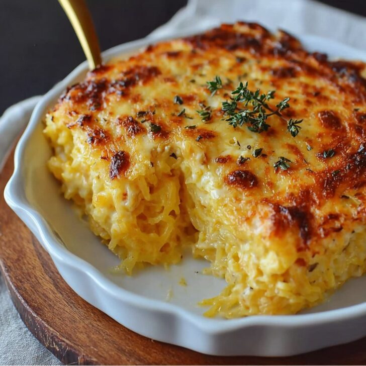 Cheesy Spaghetti Squash Au Gratin - Low Carb Dinner Idea